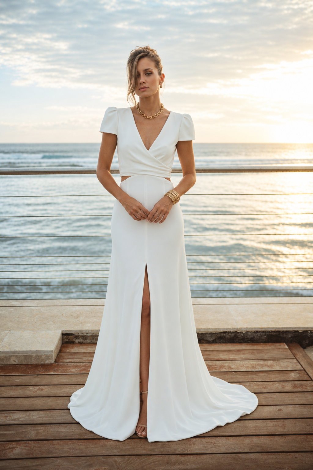 Robe de mariée longue Naïa en crêpe, collection Idylle 2027 – photo 2