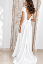Robe de mariée longue Rose en mikado et tulle brodé, collection Idylle 2026 – Fabienne Alagama