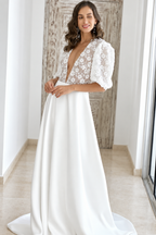 Robe de mariée longue Jade en tulle et mikado, collection Idylle 2026 – Fabienne Alagama