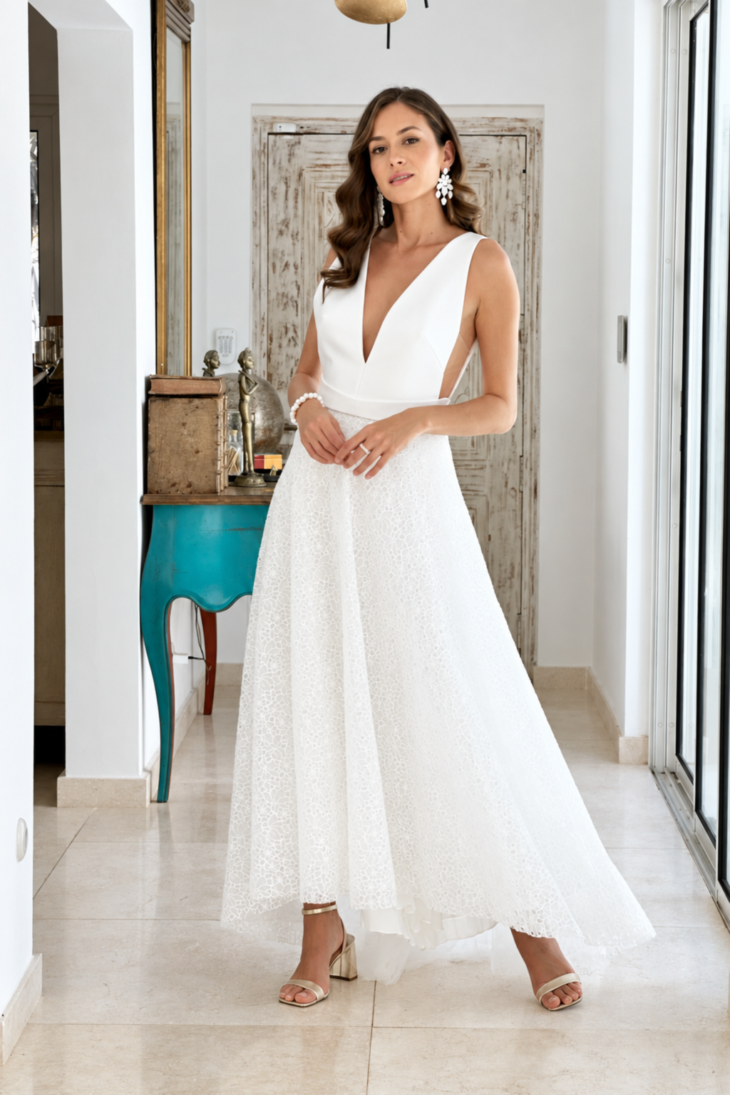 Robe de mariée longue Reese en mikado, collection Idylle 2026 – photo 2